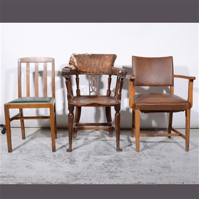 Lot 310 - Oak office side chair, and two pairs of other chairs