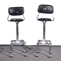 Lot 337 - Pair of Industrial tubular chrome chair back bar stools