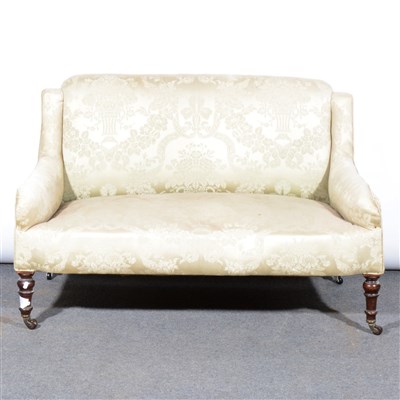 Lot 377 - Edwardian sofa, pattern brocade upholstery, ...