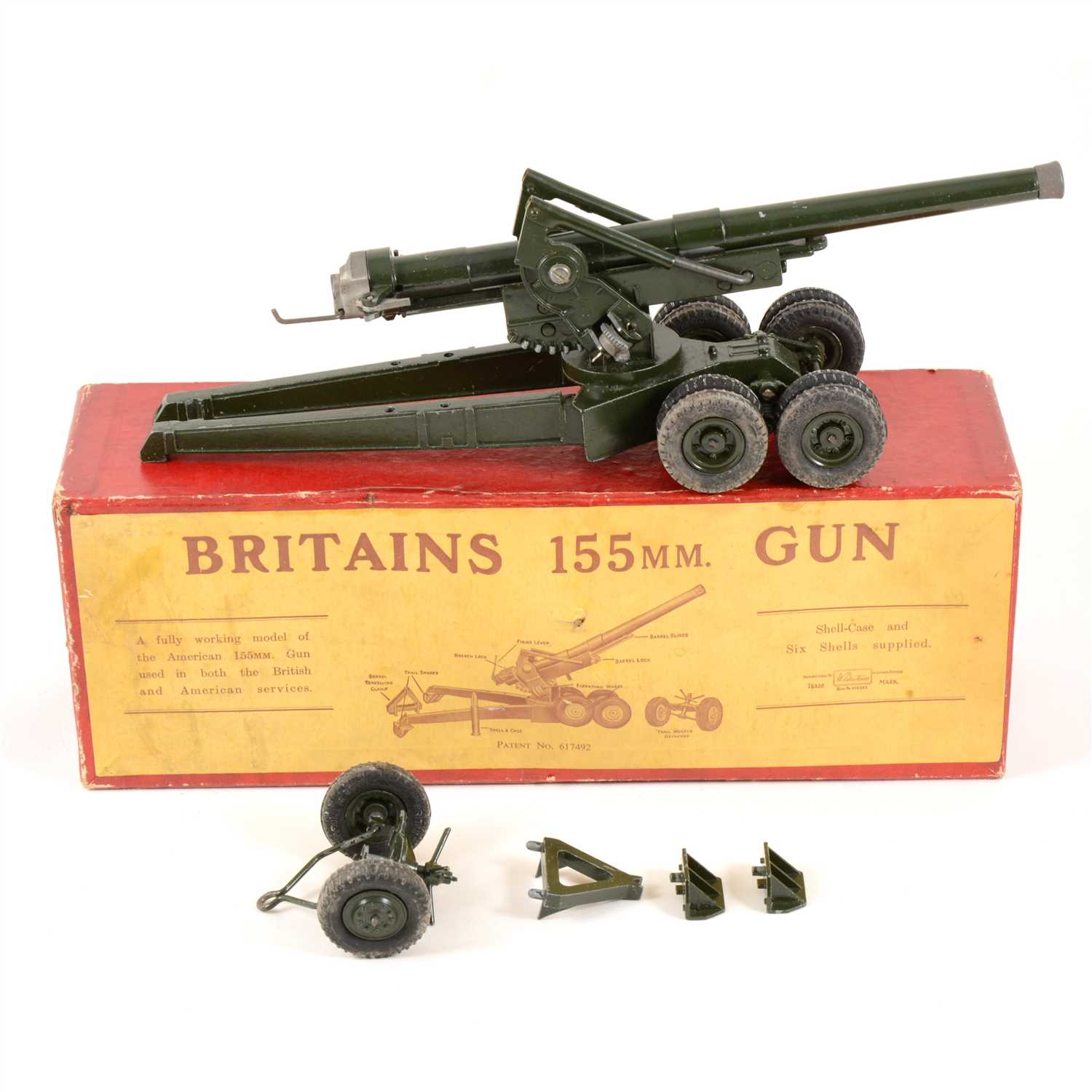 Lot 2265 - Britains 155mm Gun No 2064 and a Bullock Lot 2265 - Britains 155mm Gun No 2064 and a Bullock