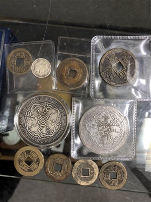 Lot 149 - Two Hong Kong dollars, 1909 and 1912 and other Chinese coins