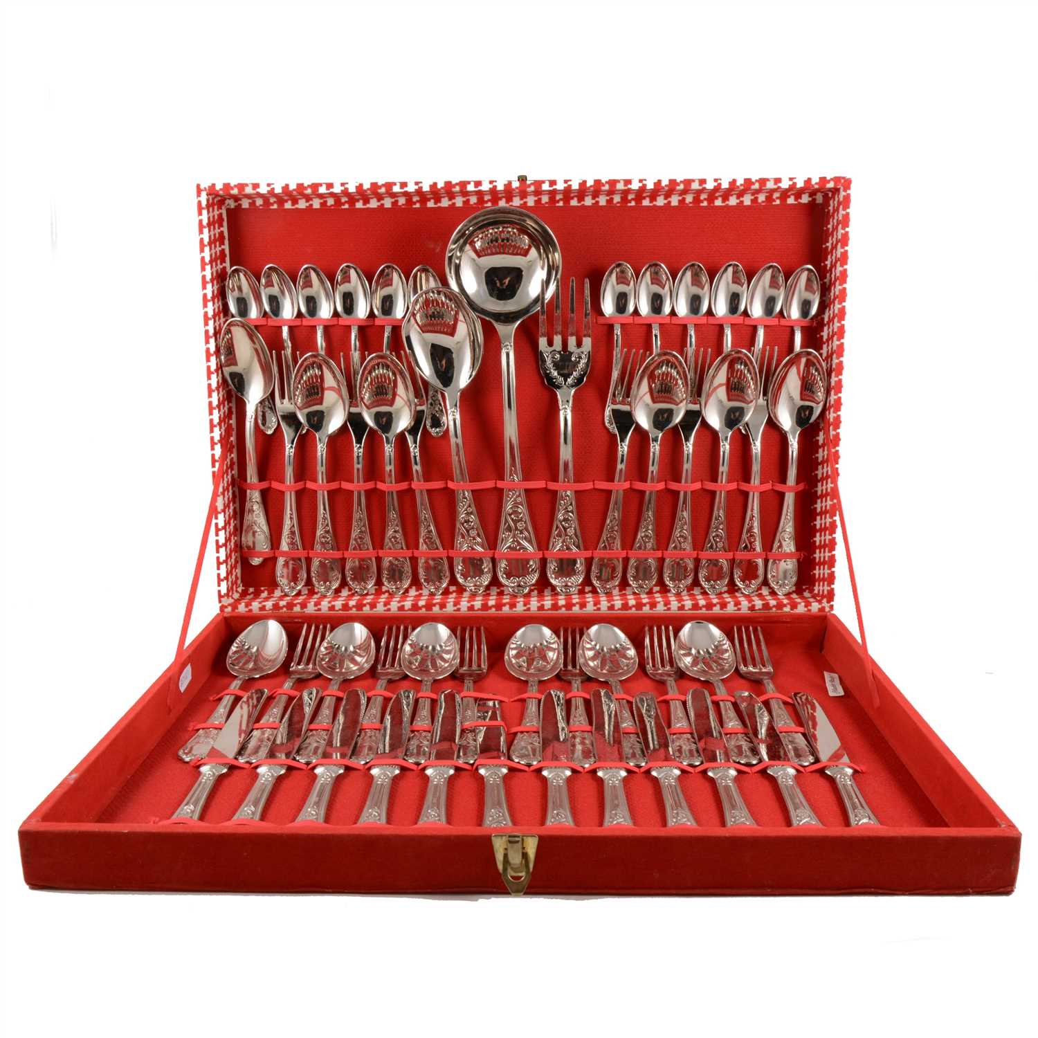 Lot 134 - A canteen of Italian silver-plated cutlery, 51 pieces, ornate handles.