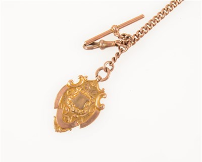 Lot 265 - A 9 carat rose gold double albert watch chain