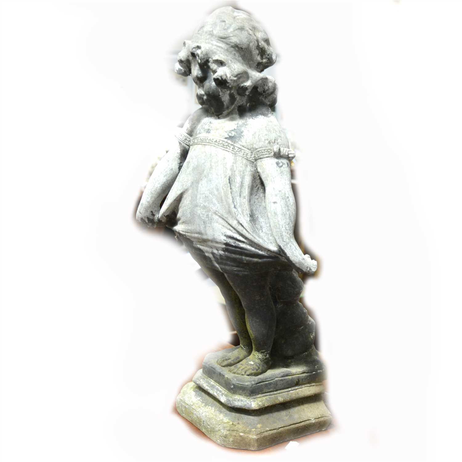 Lot 415 - Lead garden statue, modelled as a girl in the style of Phoebe Stabler, 58cm.