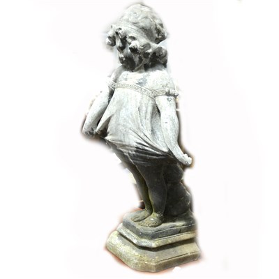 Lot 415 - Lead garden statue, modelled as a girl in the style of Phoebe Stabler, 58cm.