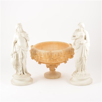 Lot 88 - Two parian figures, of classical maidens, circular bases, ...