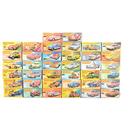 Lot 223 - Thirty-eight Matchbox Superfast models, all cars, all in original boxes.
