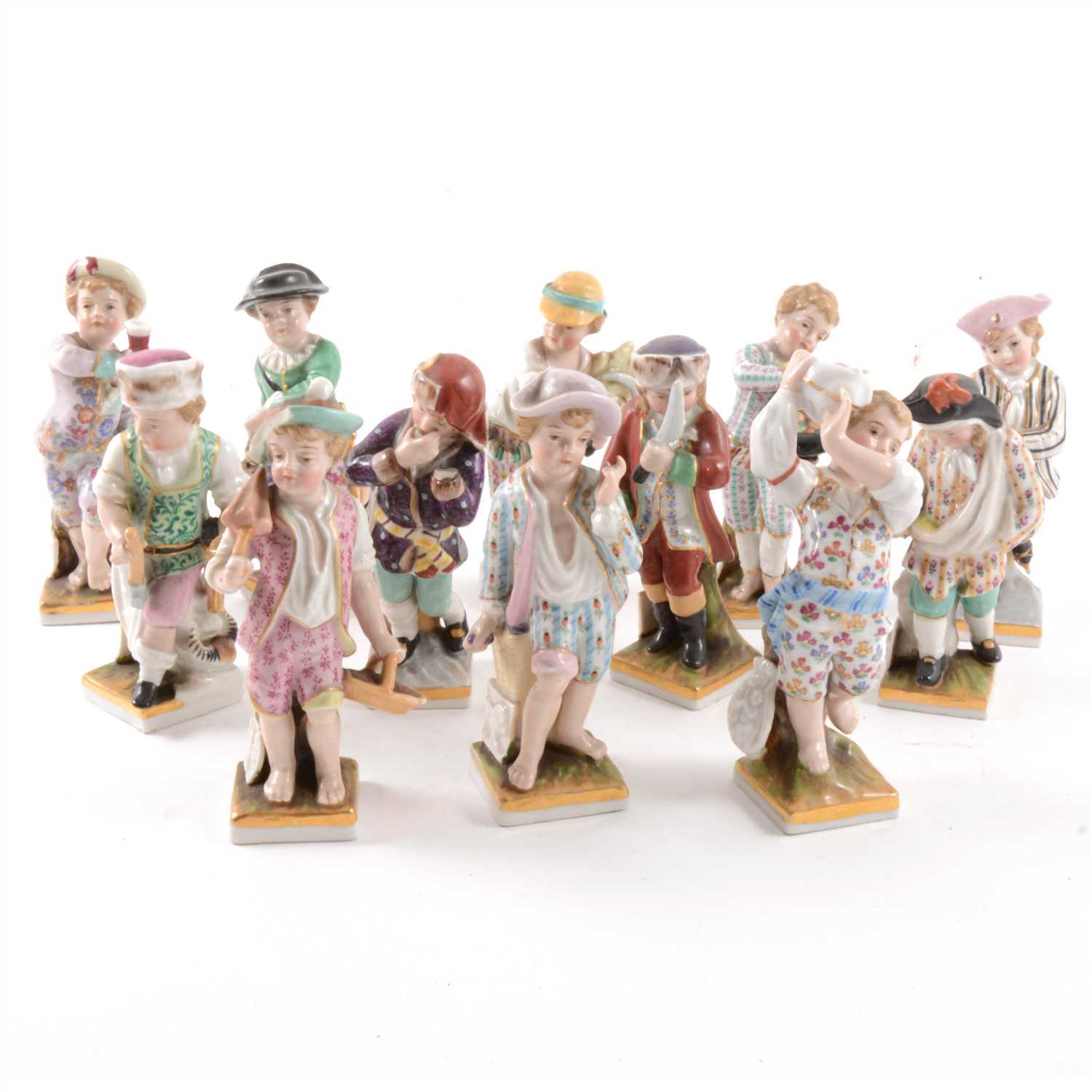 Lot 42 - A set of Dresden figures, Months of the Year, 20th century
