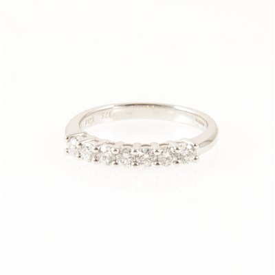 Lot 224 - A diamond half eternity ring, seven brilliant cut diamonds, 9 carat white gold mount