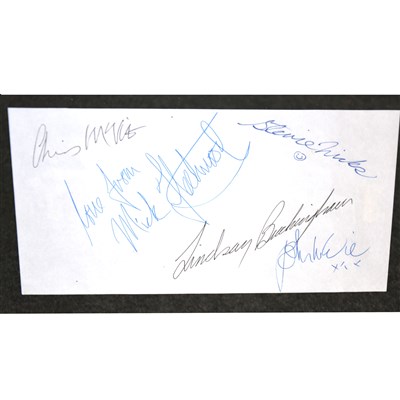 Lot 401 - Fleetwood Mac interest; set of five band member signatures, framed.