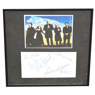 Lot 401 - Fleetwood Mac interest; set of five band member signatures, framed.