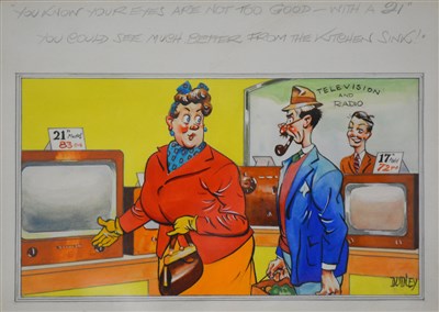 Lot 283 - Dudley, You Know your eyes are not too good with a 21", gouache, a comic postcard illustration artwork