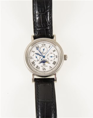 Lot 297 - Wm Forbes - a gentleman's perpetual calendar and moon phase wrist watch