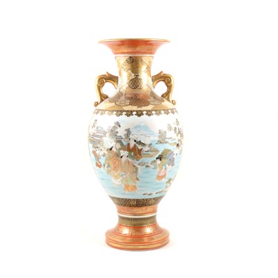 Lot 67 - A Japanese porcelain two-handled vase, ...