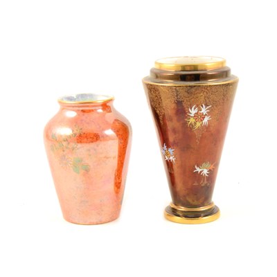 Lot 8 - Carlton Ware conical shape vase, Rouge Royale palette, ...