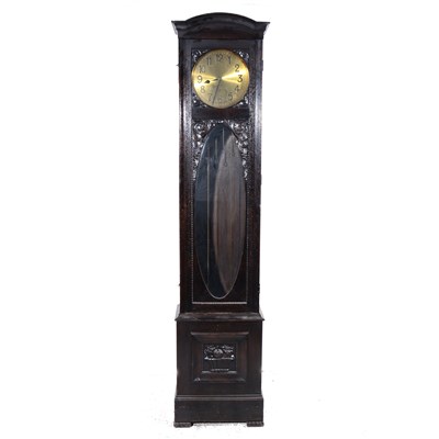 Lot 323 - Vienna style 1930s stained oak longcase clock.