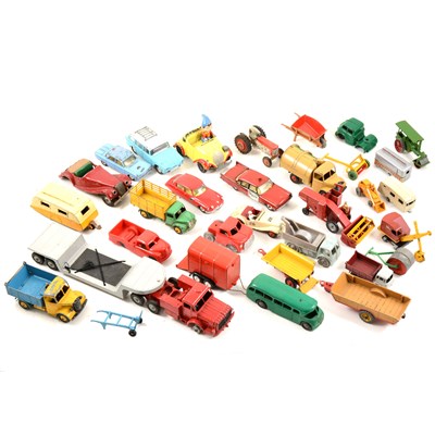 Lot 154 - Die-cast models and vehicles by Dinky, Corgi, Matchbox, Spot-On and others, one box.