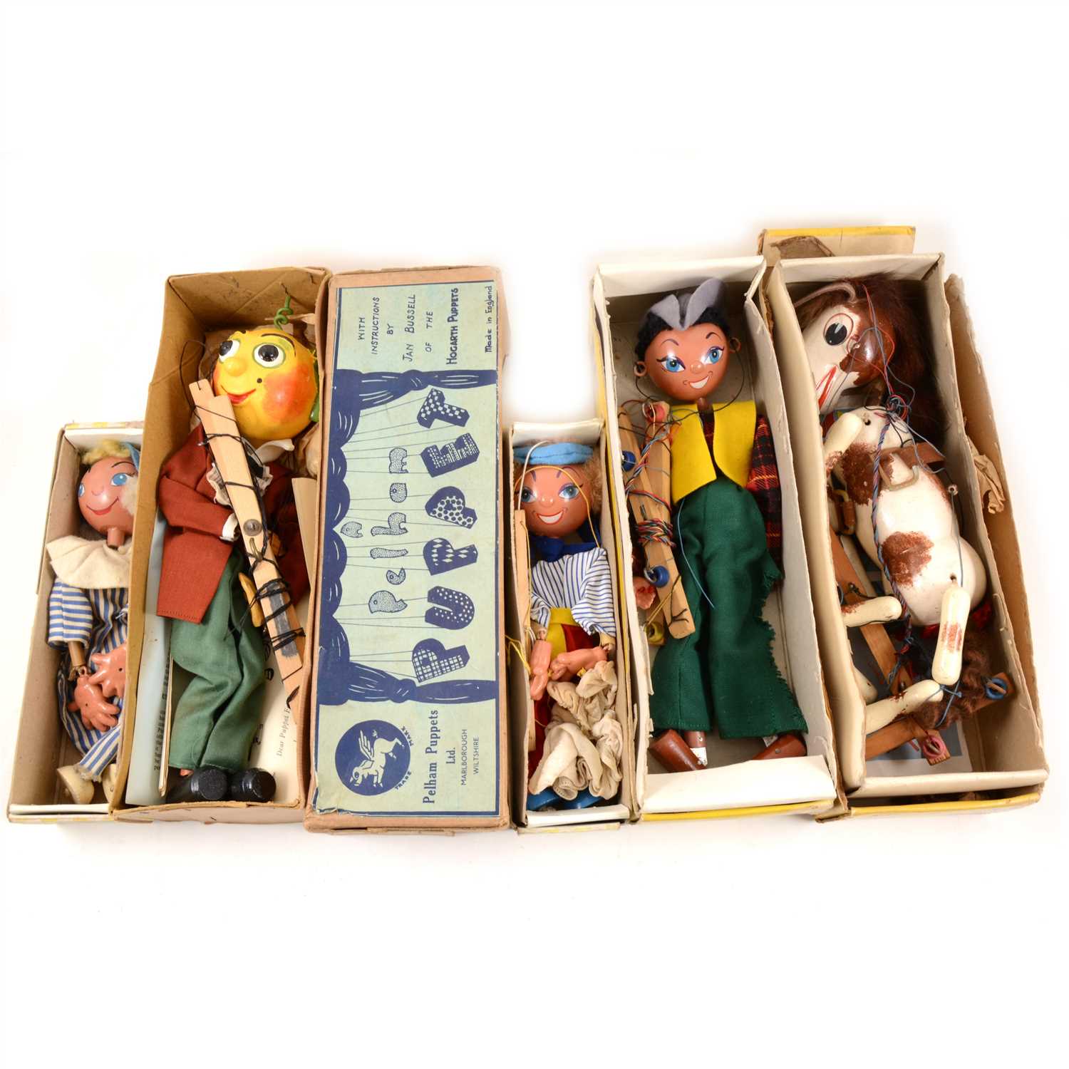 Lot 348 - Five Pelham Puppets, Andy Pandy, Mr Turnip