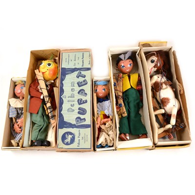 Lot 348 - Five Pelham Puppets, Andy Pandy, Mr Turnip etc, all boxed.