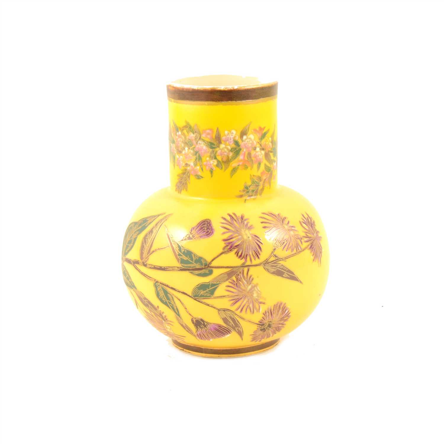 Lot 55 - Royal Worcester yellow ground vase, date mark for 1884, ...