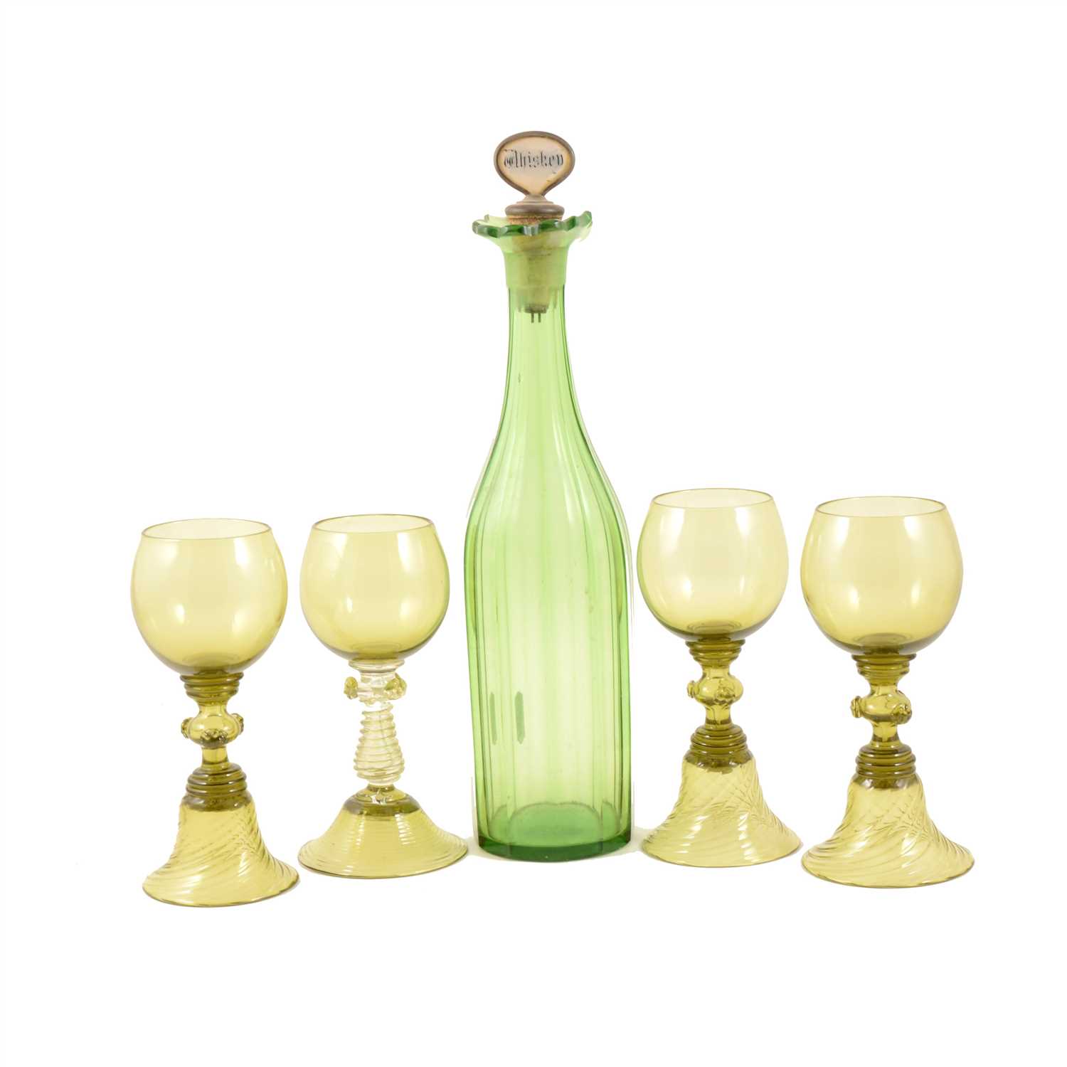 Lot 74 - Victorian green glass decanter, ...