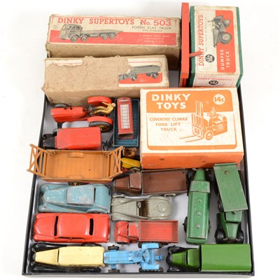 Lot 133 - Dinky Toys; playworn loose and boxed examples, approximately 21.