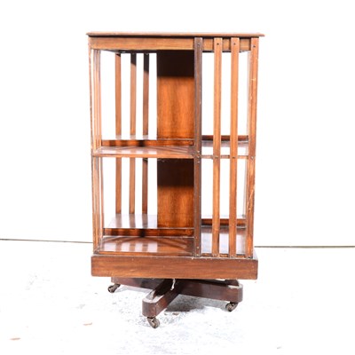 Lot 445 - Edwardian inlaid mahogany revolving bookcase, ...