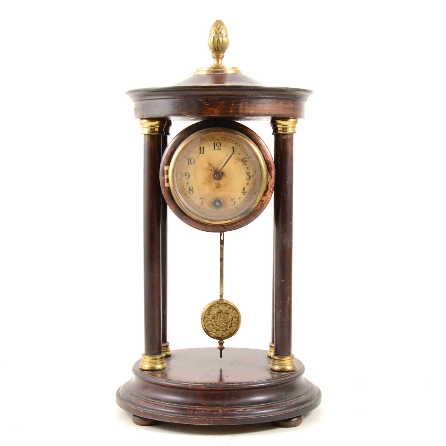 Lot 193 - Stained beechwood portico clock, ...
