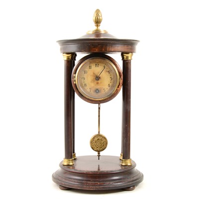 Lot 193 - Stained beechwood portico clock, ...
