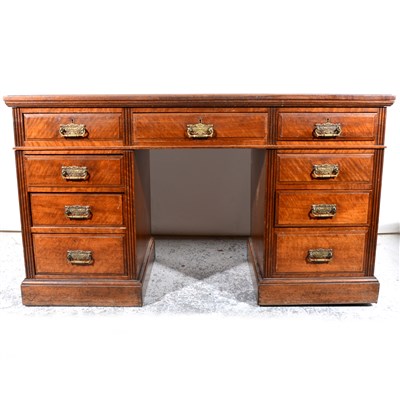 Lot 456 - Edwardian walnut twin pedestal desk, ...