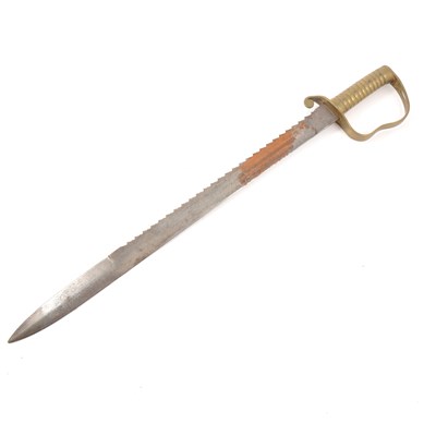 Lot 122 - 19th Century British Pioneers sword, brass hilt and grip, saw-back blade, by Wilkinson