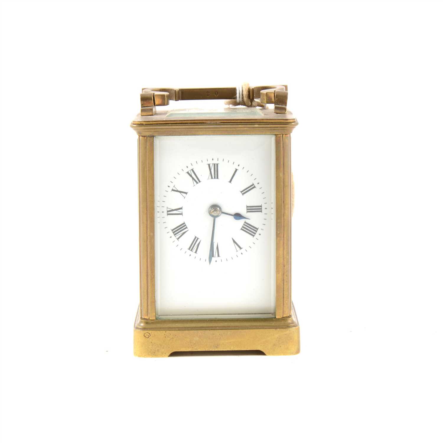 Lot 209 - A French brass carriage clock, half hour striking on a gong.