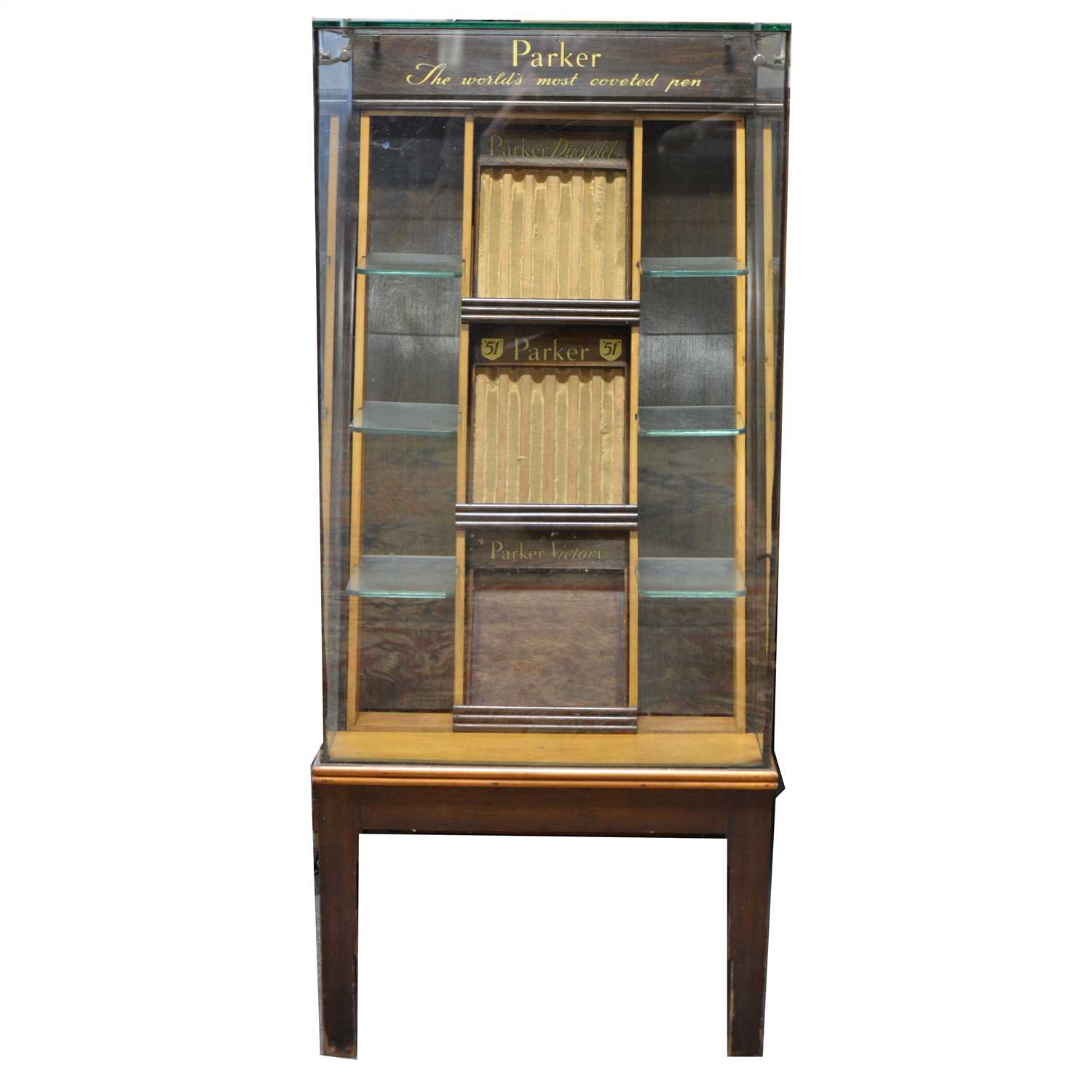 Lot 111 - Parker 'The Worlds Most Coveted Pen', a floor standing display cabinet