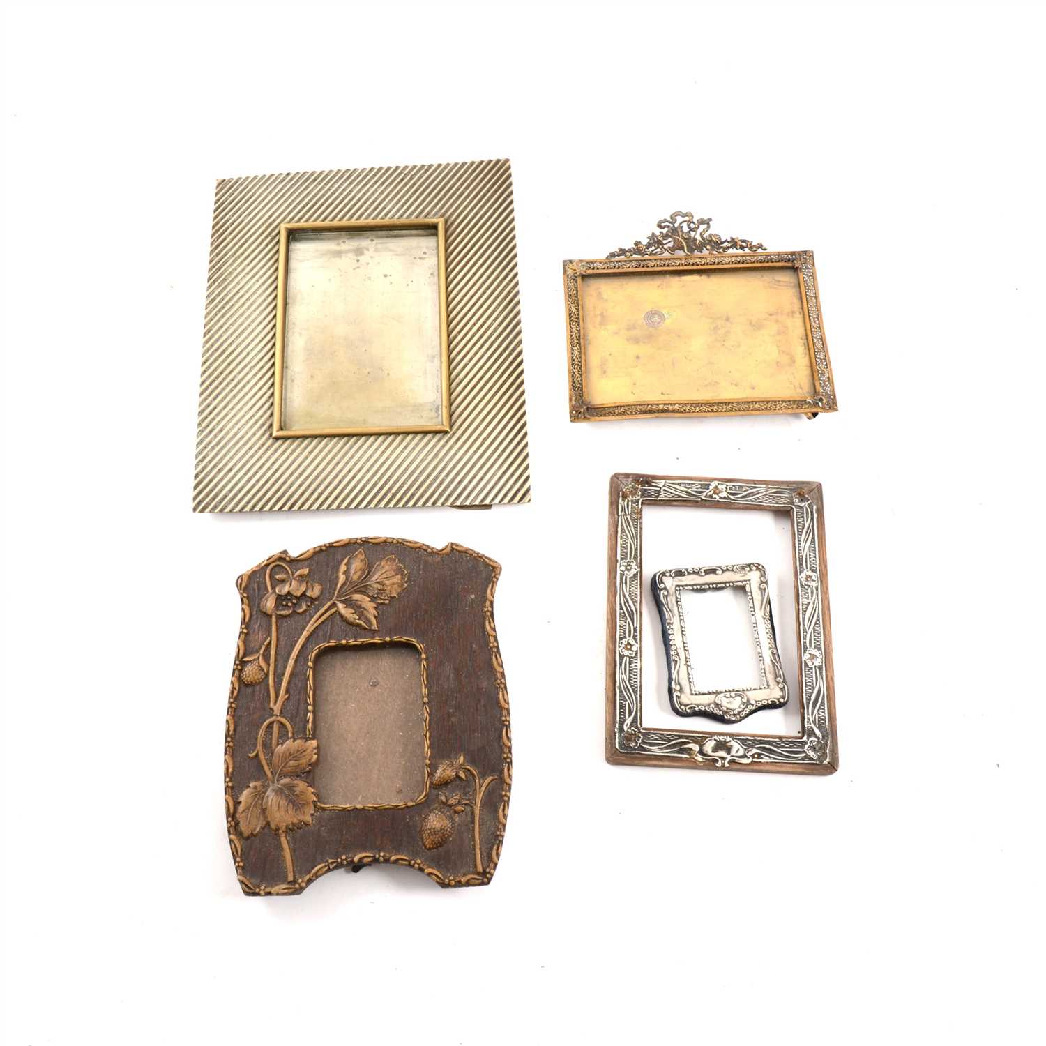 Lot 60 - An Australian plated photo frame; a circular silver photo frame, and other frames.
