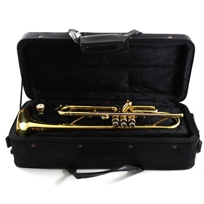 Lot 103 - Brass trumpet by Virtuosi, England, fitted case.