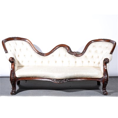 Lot 387 - A Victorian style stained mahogany chair-back chaise longue