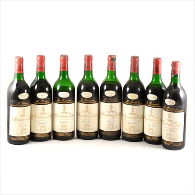 Lot 309 - Mouton Cadet, Baron Philippe de Rothschild, Bordeaux, 1964, 8 bottles, low levels, poor foil