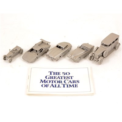 Lot 235 - Danbury Mint pewter models 'The 50 Greatest Motor Cars of all Time'