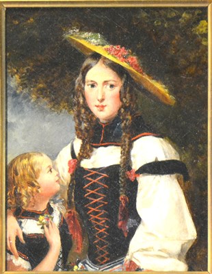 Lot 287 - Follower of Thomas Brooks, Young lady and child