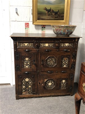 Lot 437 - A joined oak cabinet, 17th Century and later