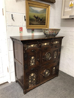 Lot 437 - A joined oak cabinet, 17th Century and later