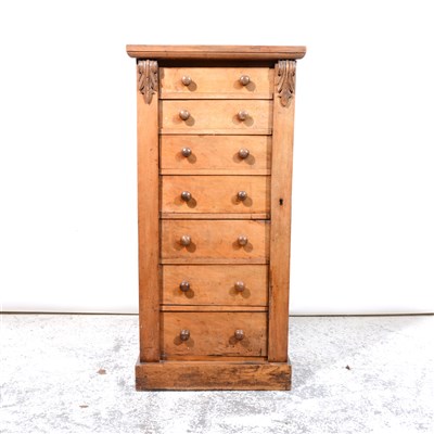 Lot 419 - Victorian bleached walnut Wellington chest, ...