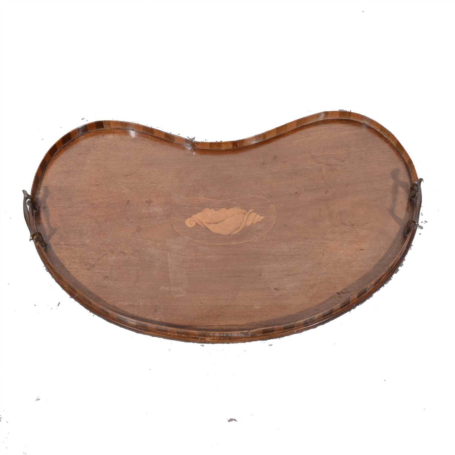 Lot 205 - An Edwardian inlaid kidney-shape tray, ...
