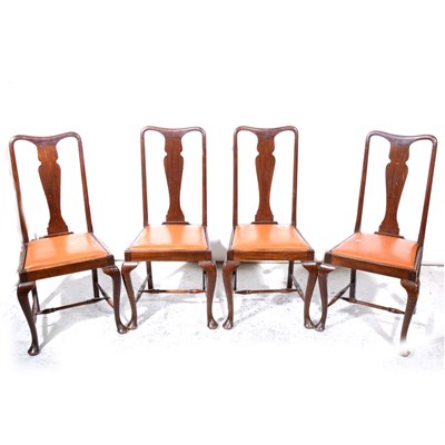 Lot 380 - A set of four stained walnut high-back dining chairs