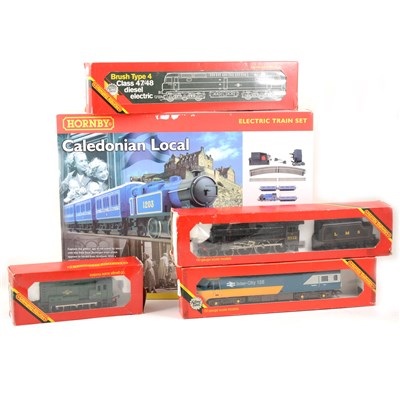 Lot 21 - Hornby railways Caledonian Local set, and 4 other boxed locomotives.