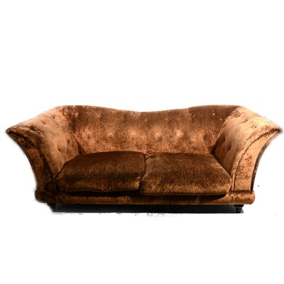 Lot 392 - Contemporary sculptured brown velvet settee, length 220cm. ...