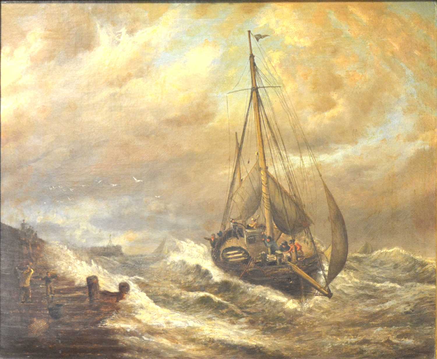 Lot 268 - Follower of George Callow, Fishing smack by the coast