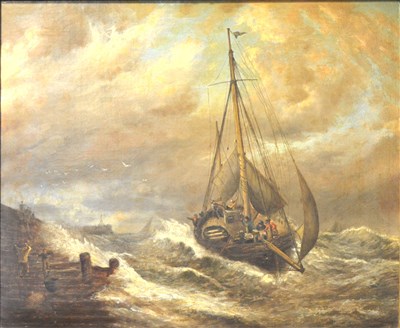 Lot 268 - Follower of George Callow, Fishing smack by the coast