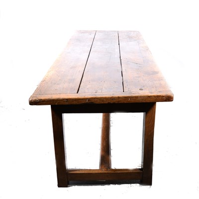 Lot 335 - Joined oak and pine trestle table