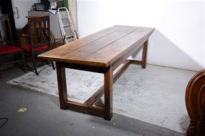 Lot 335 - Joined oak and pine trestle table